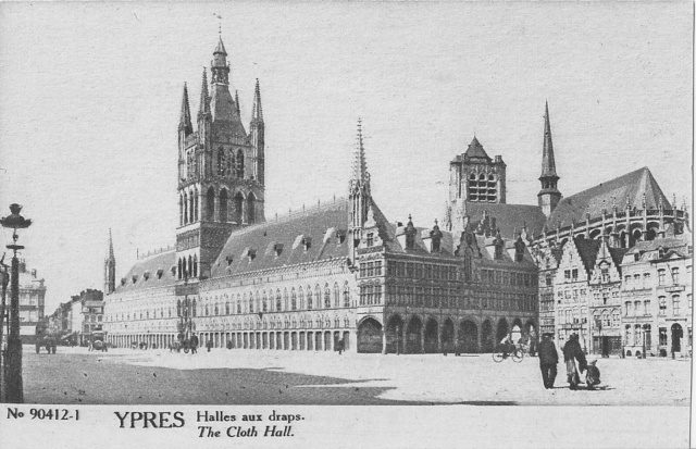 Pre-war Ypres, including its famous medieval Cloth Hall